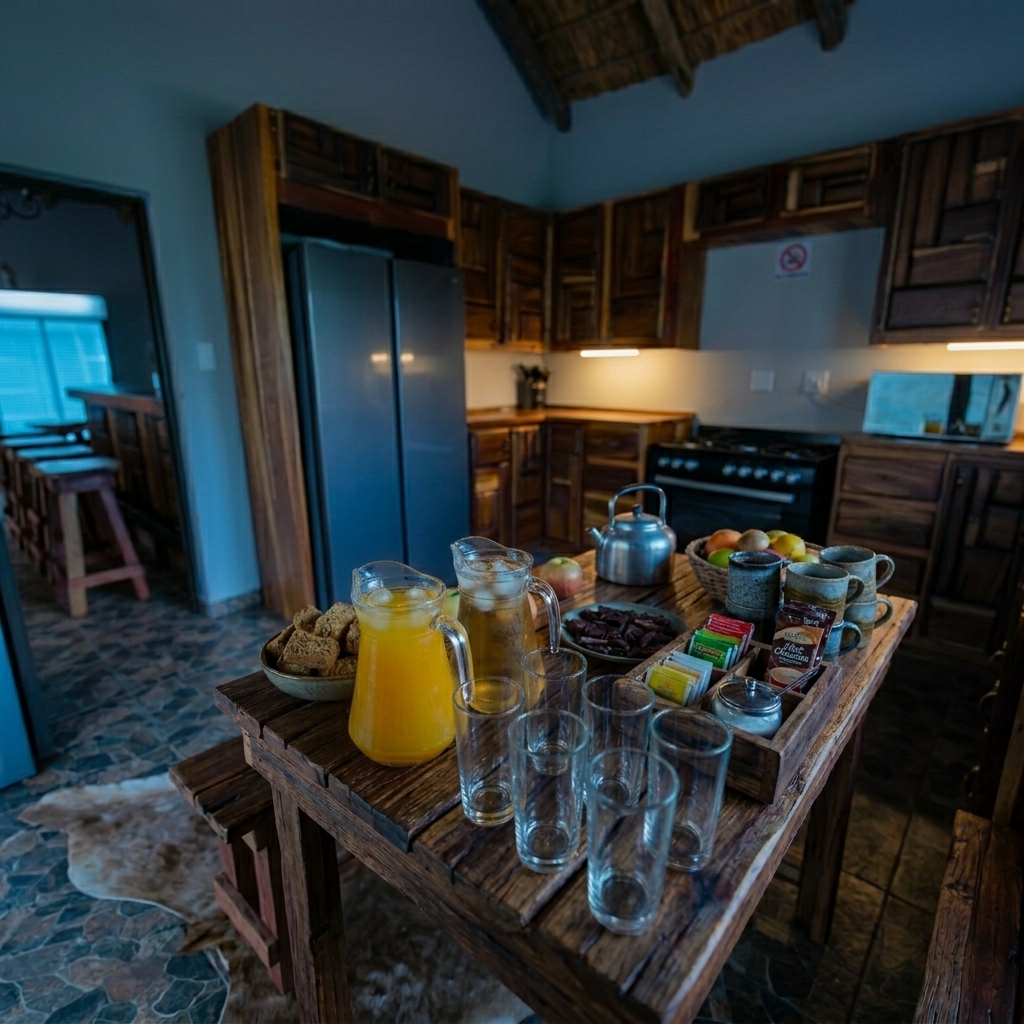 Early-morning rifle and kit prep at Vark Kraal before a stalk on the Vaalpenskraal estate