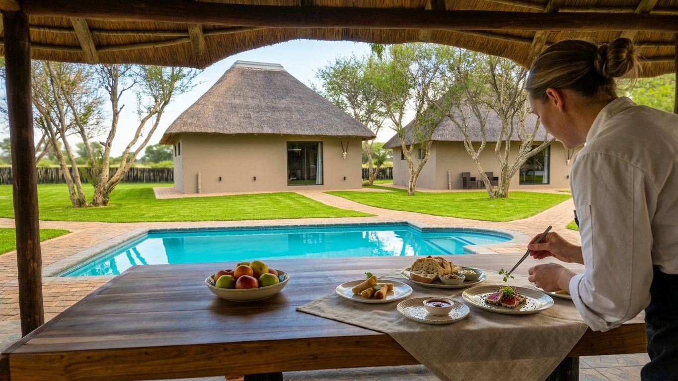 Camp catering and meal spread at Vaalpenskraal