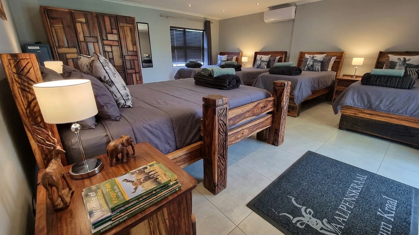 Chalet interior with beds and air conditioning