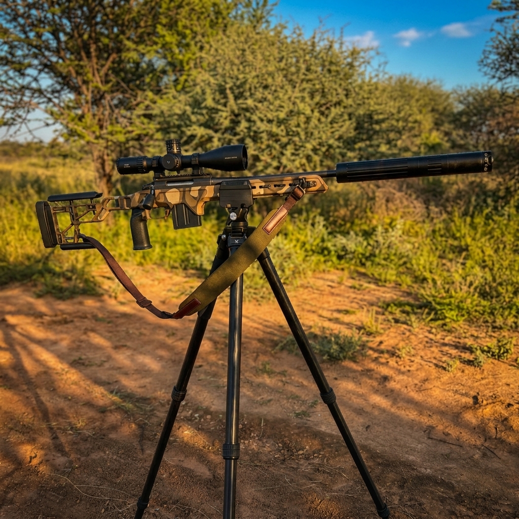 Rifle and paperwork preparation for a Waterberg hunt at Vaalpenskraal